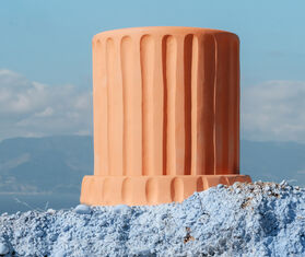 Seletti &#39;Magna Graecia, Dorico&#39; terracotta vase with saucer TERRACOTTA SELE23TER023TER