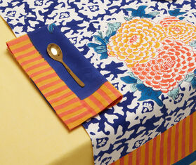 Lisa Corti 'Arabesque Corolla' runner, blue and orange MULTICOLOUR LICO23RUN490MUL