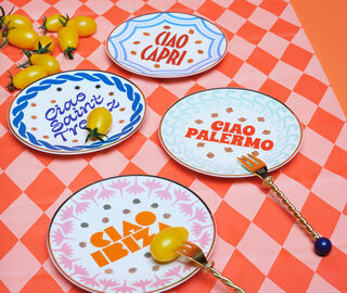 Bitossi Home 'Ciao Ibiza' plate, orange, pink and gold MULTICOLOUR BIHO26CIA999MUL