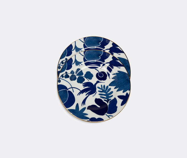 La DoubleJ 'Wildbird' dinner plate, set of two BLUE LADJ24DIN663BLU