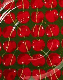 La DoubleJ 'Cherries Verde Big Mama' cup and saucer GREEN LADJ23BIG710GRN