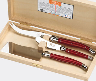 Jean Dubost Laguiole 'Premium' cheese knife set, three pieces, red RED JEDL24CHE035RED