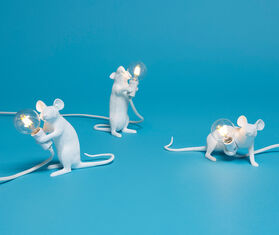 Seletti 'Mouse' lamp lie down, US plug, E12 bulb WHITE SELE21MOU863WHI