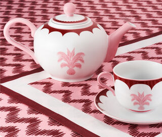 Aquazzura Casa 'Jaipur' teacup and saucer, set of two, bordeaux and pink MULTICOLOUR AQUA23JAI347MUL