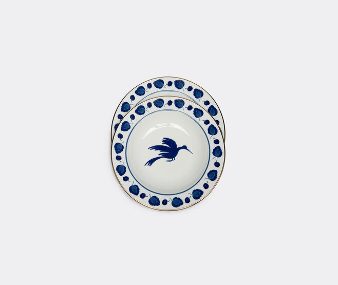 La DoubleJ 'Wildbird' soup plate, set of two BLUE LADJ24SOU694BLU