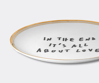Bitossi Home 'In The End It's All About Love' side plate, white, black and gold MULTICOLOUR BIHO26PLA171MUL