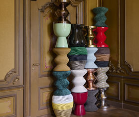 POLSPOTTEN &#39;Zig Zag&#39; stool, soft dark brown BROWN POLS25ZIG024BRW