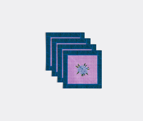 Lisa Corti 'Oleander' napkin, set of four, lilac and blue undefined ${masterID}