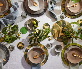 HestiaLiving &#39;Tropique&#39; round coaster, set of four, green GREEN HELI25TRO863GRN