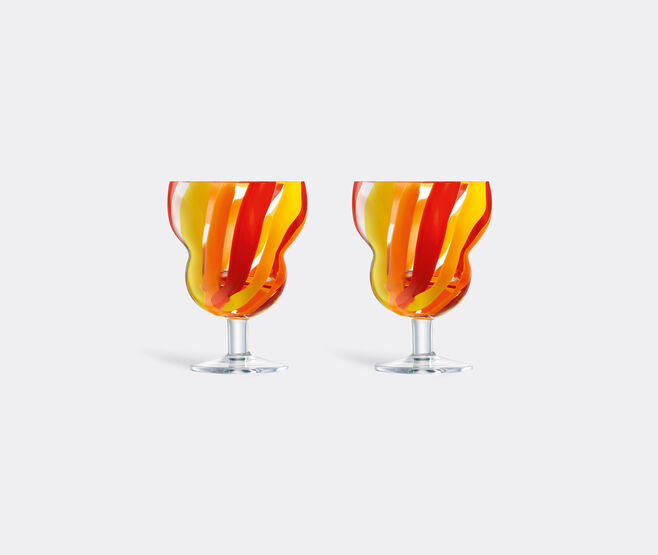 LSA International 'Folk' wine glass, set of two, orange, red and yellow MULTICOLOUR LSAI23FOL532MUL