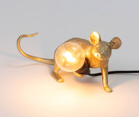 Seletti 'Mouse' lamp lie down, gold, UK and USB plug GOLD SELE21MOU323GOL