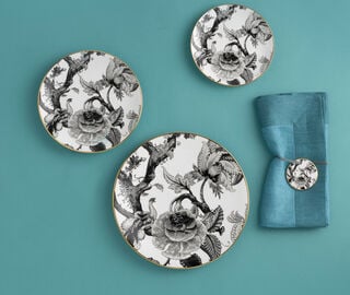 Simone Guidarelli Home 'Secret Garden' bread plate, set of two, black and white MULTICOLOUR SIMO26SOU778MUL