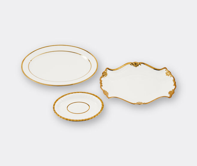 POLSPOTTEN 'Golden Finds' assorted platter set, three pieces, white WHITE POLS25SER372WHI