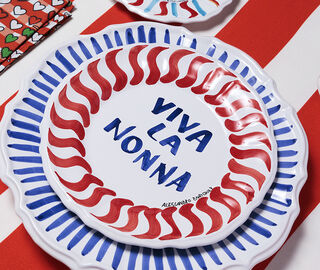 Casa Alessandro Enriquez 'Viva La Nonna' dinner plate, red and blue MULTICOLOUR ALEN26VIV669MUL