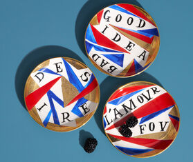 L&#39;Objet &#39;Desire&#39; plate, white, blue and gold MULTICOLOUR LOBJ25RUA802MUL