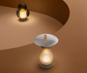 NasonMoretti 'Jingasa' table lamp, fum&eacute; brown and milky white TRANSPARENT NAMO26JIN794TRA