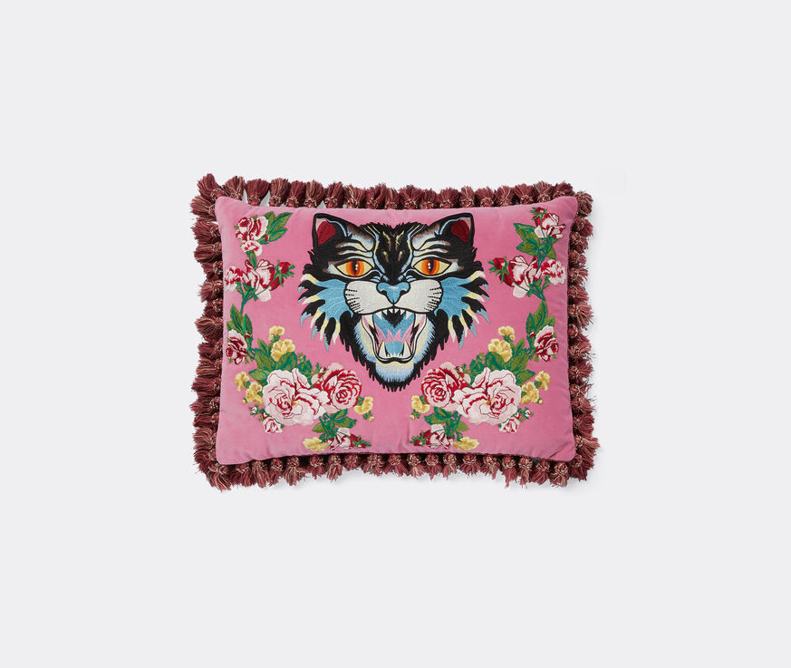 Gucci 'Angry Cat' velvet cushion Pink GUCC18CUS896PIN