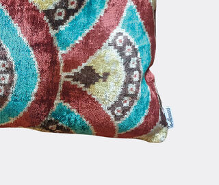 Les-Ottomans Silk velvet cushion, pink, white and green MULTICOLOUR OTTO20SIL665MUL