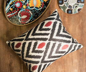 Les-Ottomans Silk Ikat cushion, purple, pink, and white MULTICOLOUR OTTO25SIL275MUL