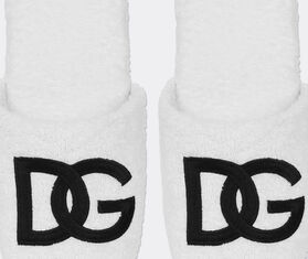 Dolce&amp;Gabbana Casa Embroidered slippers with D&amp;G logo, white WHITE DGCA25EMB987WHI
