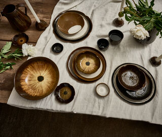 Pomax 'Cycle' dessert plate, set of four, brown MULTICOLOUR POMA26CYC194MUL