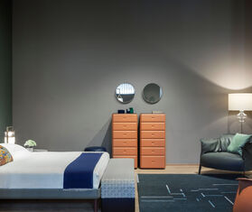 Poltrona Frau &#39;Ren&#39; round mirror, small LIGHT BROWN POFR20REN904BRW