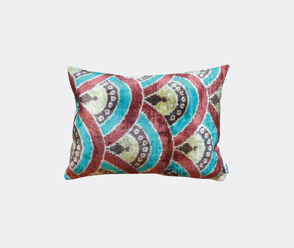 Les-Ottomans Silk velvet cushion, pink, white and green Multicolor ${masterID}