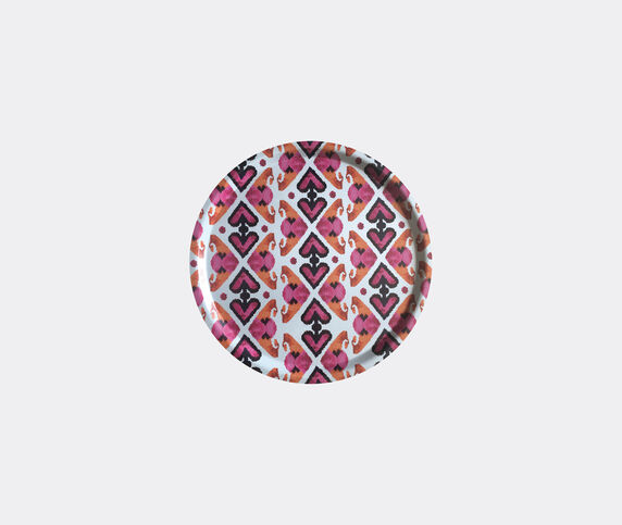 Les-Ottomans 'Ikat' wooden tray, pink and orange