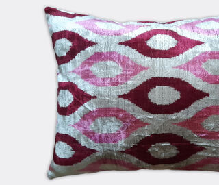 Les-Ottomans Velvet cushion, pink, red and blue MULTICOLOUR OTTO23VEL088MUL