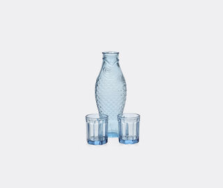 Serax 'Fish and Fish' carafe and set of two glasses, blue BLUE SERA25SET755BLU