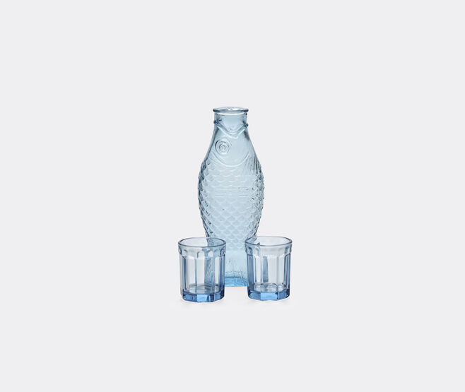 Serax 'Fish and Fish' carafe and set of two glasses, blue BLUE SERA25SET755BLU