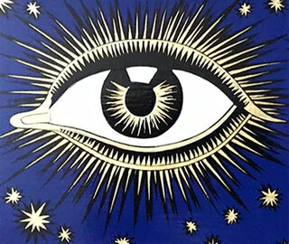 Les-Ottomans 'Eye' iron tray, blue BLUE OTTO22HAN097MUL