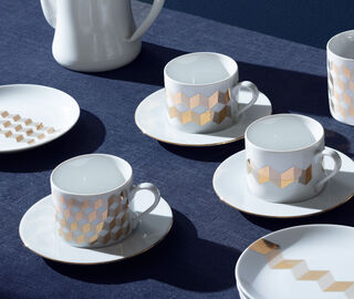 LSA International 'Chevron' tea plate, set of four GOLD LSAI20CHE655GOL