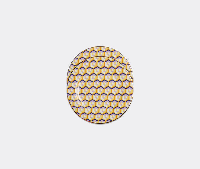 La DoubleJ 'Cubi Giallo' dessert plate, set of two MULTICOLOUR LADJ22DES303MUL