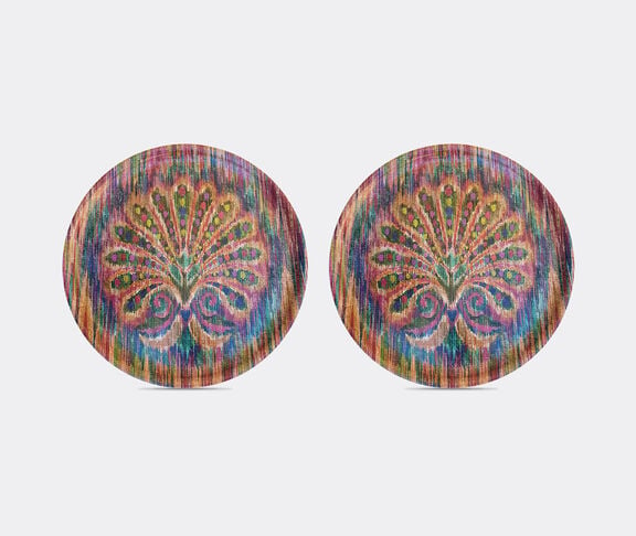Les-Ottomans 'Peacock' circular tray, set of two Multicolor ${masterID}