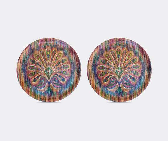Les-Ottomans Matthew Williamson Peacock Wooden Tray Ø 38 Cm Set Of 2 undefined ${masterID} 2