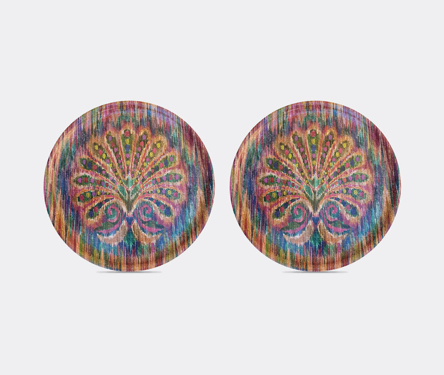 Les-Ottomans 'Peacock' circular tray, set of two  OTTO21MAT863MUL