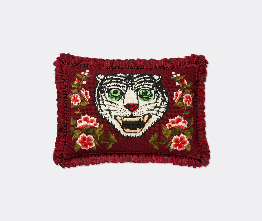 Gucci 'Tiger' needlepoint cushion Bordeaux, Green GUCC18CUS902RED