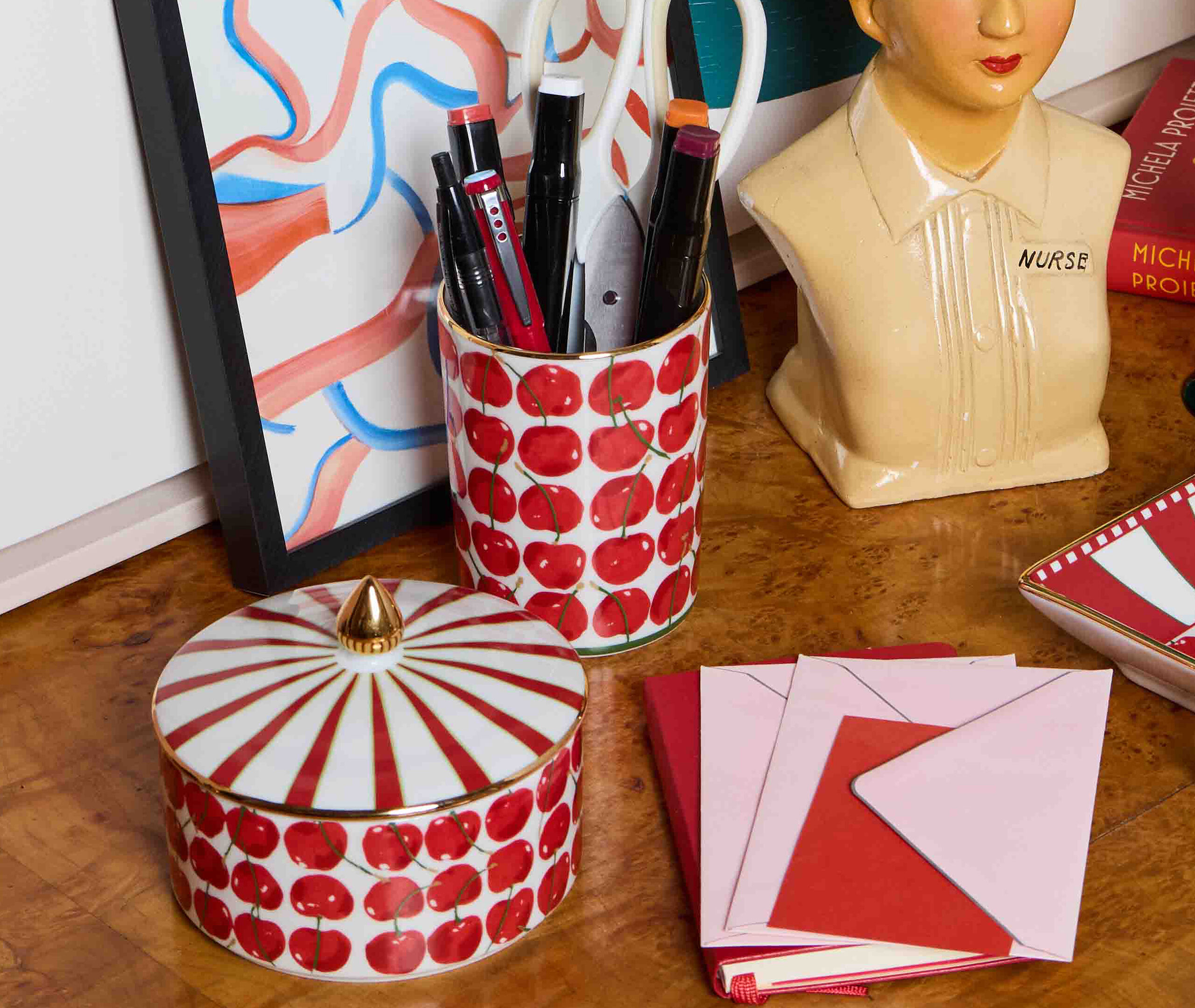 Cherries' decorative cup, ivory by La DoubleJ | Organising | FRANKBROS