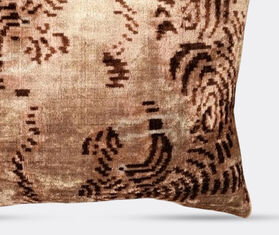 Les-Ottomans Silk velvet cushion, cream and brown MULTICOLOUR OTTO26SIL444MUL