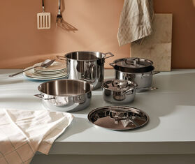 Alessi &#39;Pots &amp; Pans&#39; cookware set, seven pieces SILVER ALES22POT984SIL