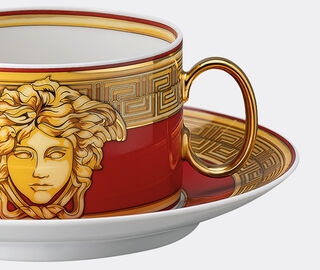 Rosenthal 'Medusa Amplified' teacup and saucer, golden coin MULTICOLOUR ROSE22MED208GOL
