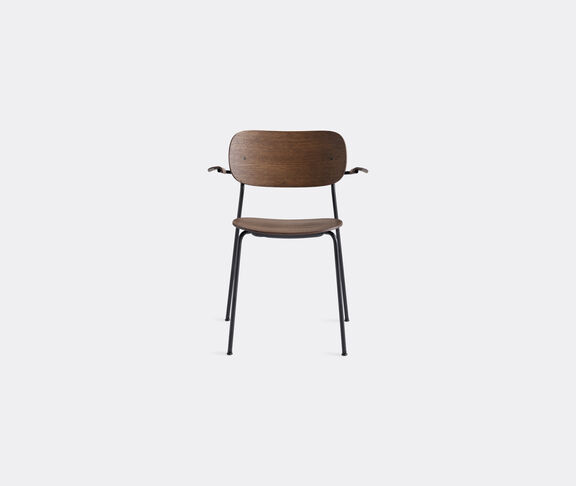 Menu Cochair Dining Chair, Black Steel Base, Dark Stained Oak Seat/Back W/Arms Black, brown ${masterID} 2