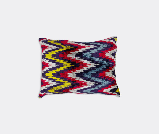 Les-Ottomans Silk velvet cushion, yellow and blue MULTICOLOUR OTTO22VEL028MUL