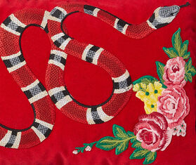 Gucci 'Kingsnake' velvet cushion RED GUCC18CUS872RED