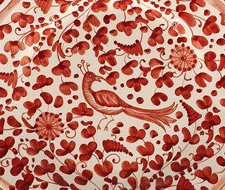 Les-Ottomans 'Peacock' dessert plate, set of two RED OTTO21SET764RED
