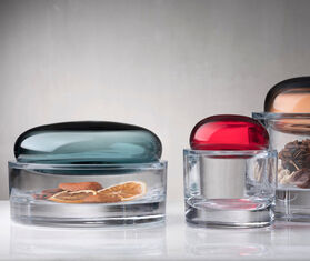 Nude &#39;Ecrin&#39; lidded vessel, wide, petroleum green GREEN NUDE20ECR715BLU