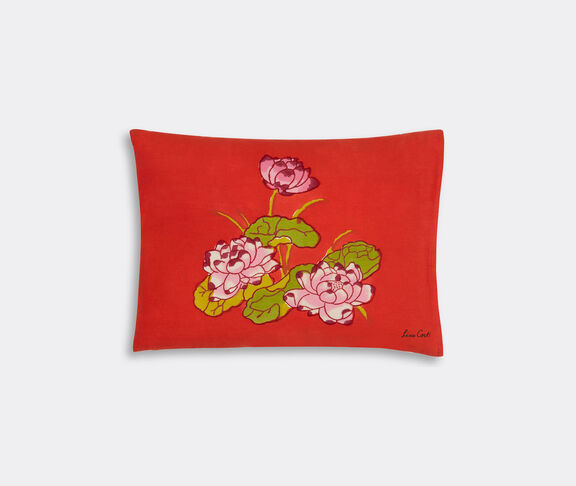 Lisa Corti 'Tea Flower' rectangular cushion, red and orange undefined ${masterID}