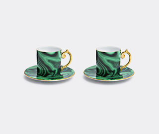 L'Objet 'Malachite' espresso cup and saucer, set of two, green MULTICOLOUR LOBJ24MAL089GRN