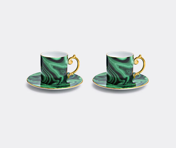 L'Objet 'Malachite' espresso cup and saucer, set of two, green Green/ Gold LOBJ24MAL089GRN